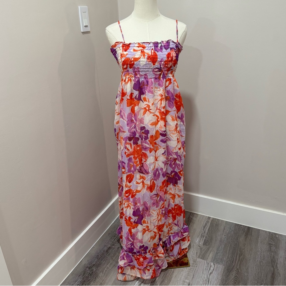 Aeropostale Floral Maxi Dress - Red, Purple, White